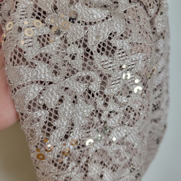 NWT R&M Richards Metallic Lace Tank Top with Sheer Lace Jacket in Champagne 4P - Picture 10 of 13